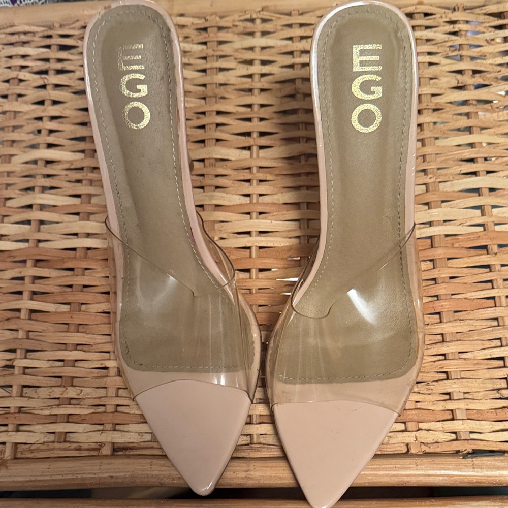 EGO Women's Beige and Clear Pointed Heels